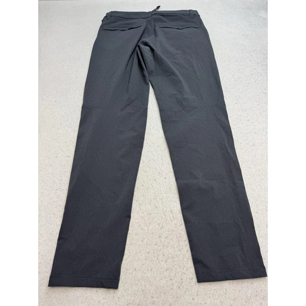 Lululemon Commission Pants Mens 30x29 Gray Check Slim Stretch Zip Pocket Chino